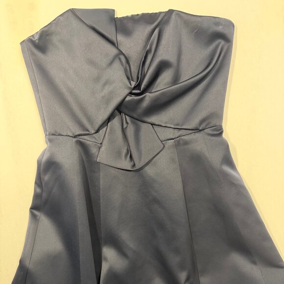 H&M Navy Blue Strapless Bow Detail Fit Flare Dress Size 8 - Picture 3 of 9